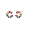 Multi Color Colored Solitaire X Baguette On The Ear Stud Earring - Adina Eden's Jewels