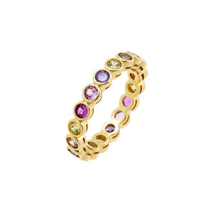 Multi Color / 6 Multi Color Solitaire Bezel Eternity Band Ring - Adina Eden's Jewels
