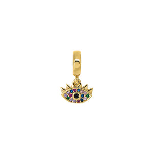 Multi Color Multi-Color CZ Evil Eye Charm - Adina Eden's Jewels