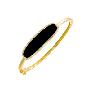 Onyx Pave Outlined Stone Bangle Bracelet - Adina Eden's Jewels