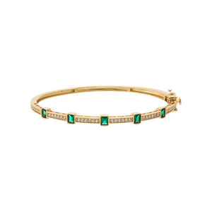 Emerald Green Colored CZ Multi Baguette Class Channel Set Bangle - Adina Eden's Jewels