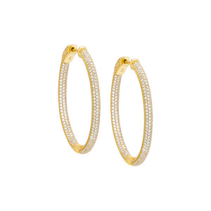 Gold Pavé Colored Rounded Large Hoop Earring - Adina Eden's Jewels