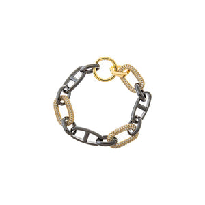 Two-Tone Two-Tone Mariner/Pave Collar Clicker Bracelet - Adina Eden's Jewels