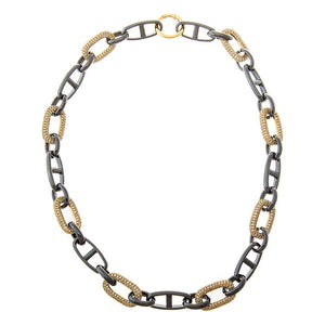 Two-Tone / 18IN Two-Tone Mariner/Pave Collar Clicker Necklace - Adina Eden's Jewels