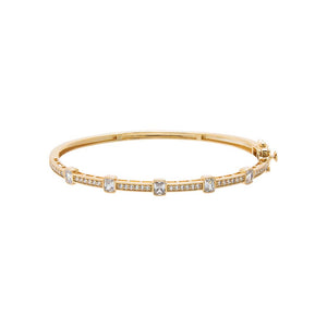Gold Colored CZ Multi Baguette Class Channel Set Bangle - Adina Eden's Jewels