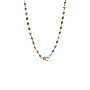 Emerald Green CZ Station Pave Lobster Clasp Chain Necklace