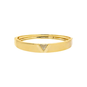 Gold CZ Pave Triangle Wide Bangle Bracelet - Adina Eden's Jewels