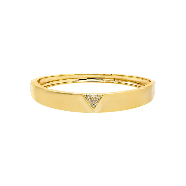 Gold CZ Pave Triangle Wide Bangle Bracelet - Adina Eden's Jewels