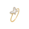 Mother of Pearl / 6 Pave Colored Stone Butterfly Ring - Adina Eden's Jewels