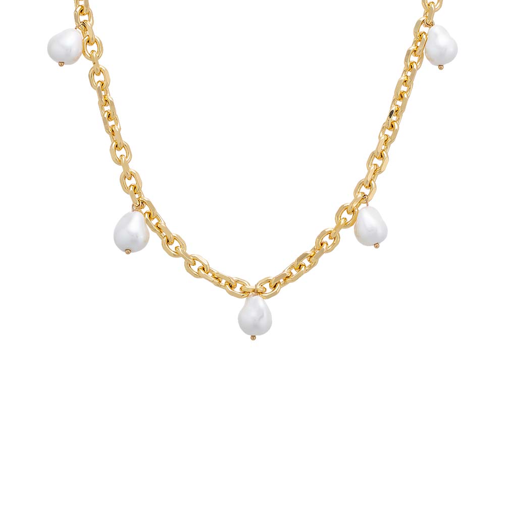 Pearl White Dangling Pearl Jumbo Round Chain Necklace - Adina Eden's Jewels