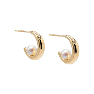 14K Gold Solid Graduated Open Pearl Hoop Earring 14K - Adina Eden's Jewels