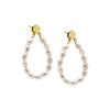 Gold Open Pearl Statement Drop Stud Earring - Adina Eden's Jewels
