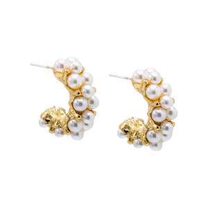 Gold Scattered Multi Pearl Open Hoop Earring - Adina Eden's Jewels