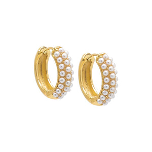 White Multi Pearl Huggie Earring - Adina Eden's Jewels