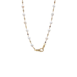 Natural Pearl Multicolor Bezel Lobster Clasp Chain Necklace