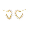 Gold Pearl Rimmed Heart Shape Open Hoop Earring - Adina Eden's Jewels