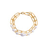 Pearl White Multi Pearl & Paperclip Double Bracelet - Adina Eden's Jewels