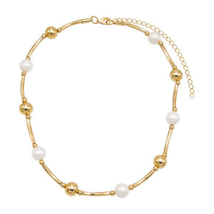  Ball X Pearl Choker Necklace - Adina Eden's Jewels