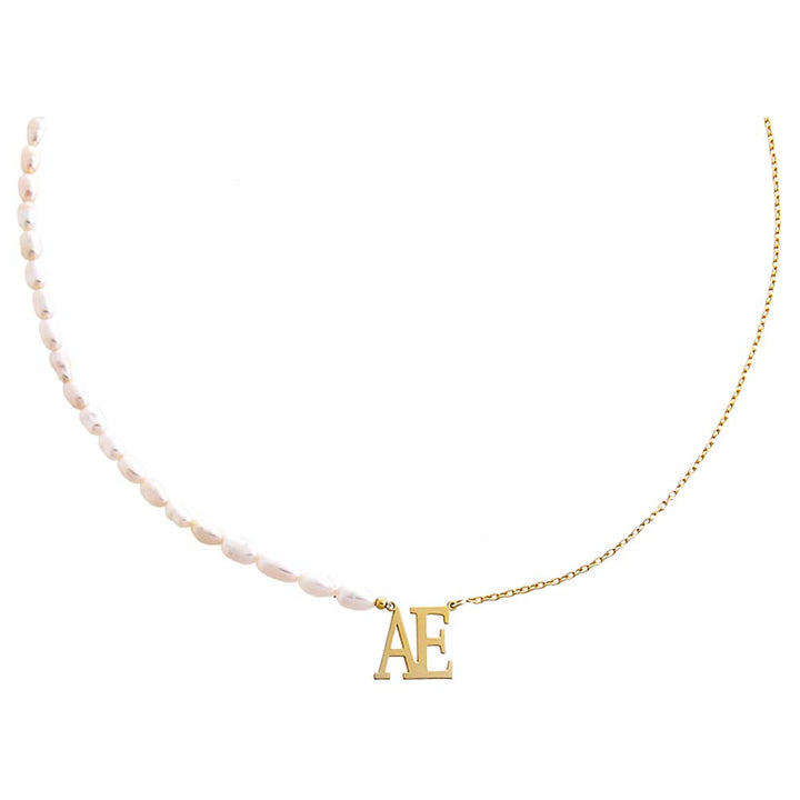  Initials Pearl X Chain Necklace - Adina Eden's Jewels