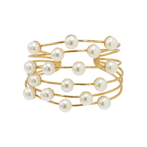 Gold Multi Pearl Cuff Bracelet - Adina Eden's Jewels