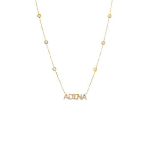 Gold Pave Nameplate X CZ Bezel Chain Necklace - Adina Eden's Jewels