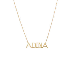 14K Gold / 3 Solid Large Uppercase Block Nameplate Necklace 14K - Adina Eden's Jewels