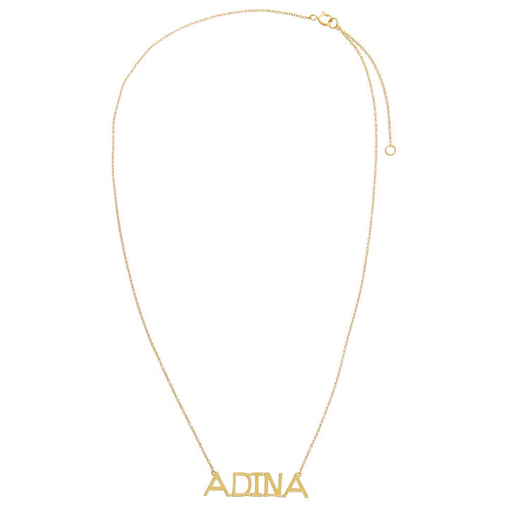  Solid Large Uppercase Block Nameplate Necklace 14K - Adina Eden's Jewels