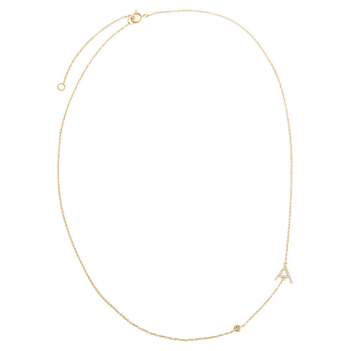  Diamond Asymmetrical Initial and Bezel Necklace 14K - Adina Eden's Jewels