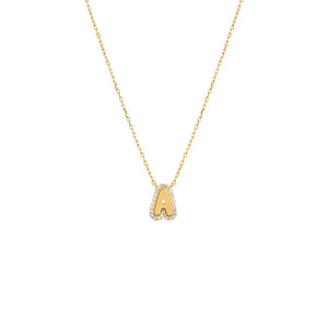 Gold Pave Bubble Initial Necklace - Adina Eden's Jewels