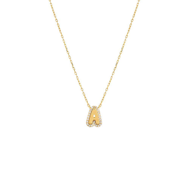 Gold Pave Bubble Initial Necklace - Adina Eden's Jewels