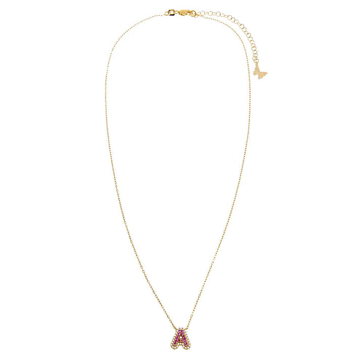  Pave Colored Bubble Initial Necklace - Adina Eden's Jewels