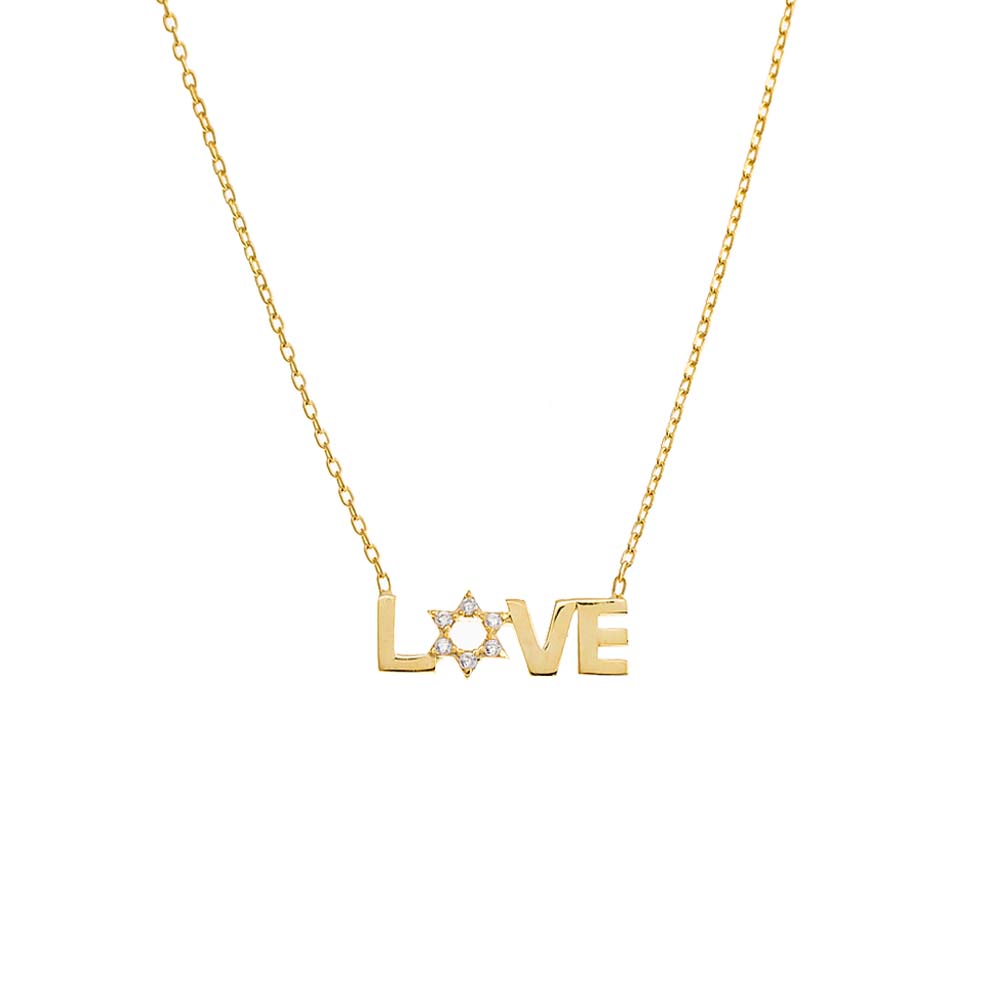 Gold CZ Star Of David Love Necklace - Adina Eden's Jewels
