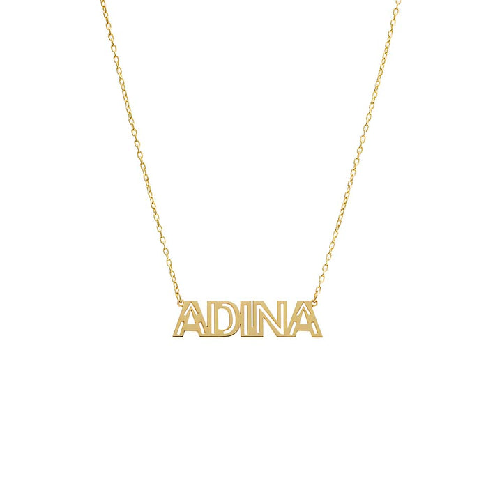 Gold Solid Cutout Uppercase Nameplate Necklace - Adina Eden's Jewels