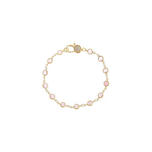 Light Pink Station Pave Lobster Clasp Link Chain Bracelet