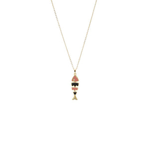 Colored Enamel Fish Pendant Necklace