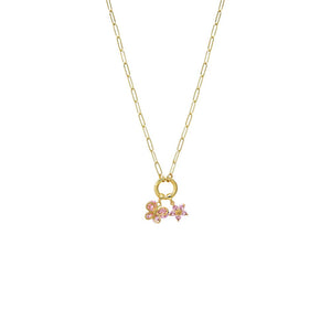 Pink Pink Blossom Charm Paperclip Clicker Necklace - Adina Eden's Jewels