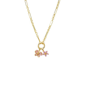 Pink Pink Blossom Charm Multi Chain Clicker Toggle Necklace - Adina Eden's Jewels