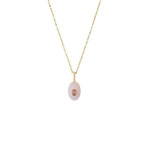 Pink Stone Oval Charm Necklace