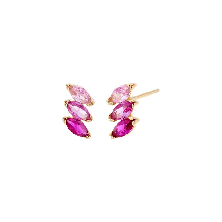 Sapphire Pink / Pair Triple Marquise Stud Earring - Adina Eden's Jewels
