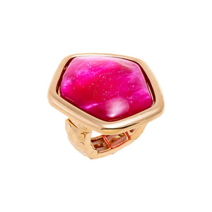 Pink Stone Geometric Statement Ring