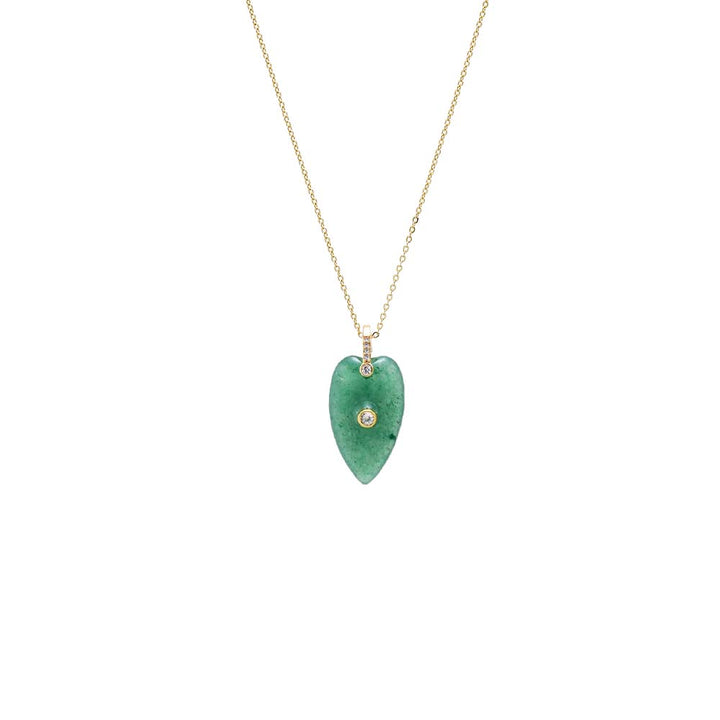 CZ Bezel Elongated Heart Natural Stone Necklace – Adina Eden