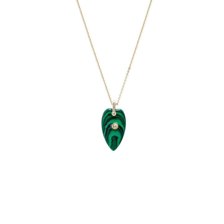 CZ Bezel Elongated Heart Natural Stone Necklace – Adina Eden
