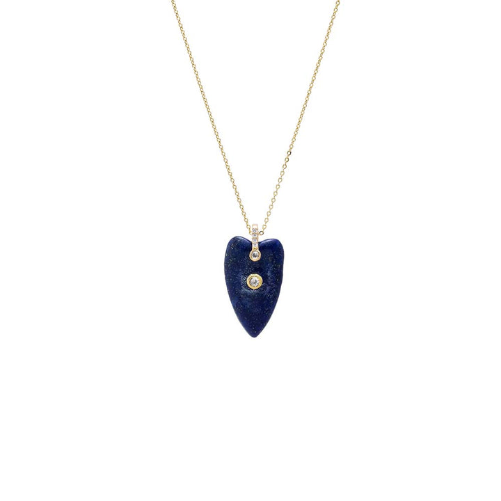 CZ Bezel Elongated Heart Natural Stone Necklace – Adina Eden