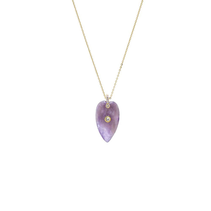 CZ Bezel Elongated Heart Natural Stone Necklace – Adina Eden