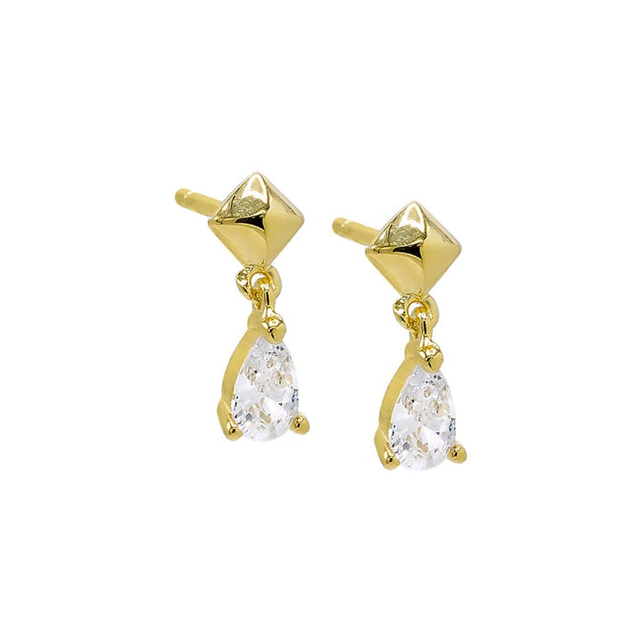 Gold / Pair Dangling CZ Teardrop Stud Earring - Adina Eden's Jewels