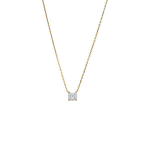Gold Moissanite Solitaire Round Pendant Necklace - Adina Eden's Jewels