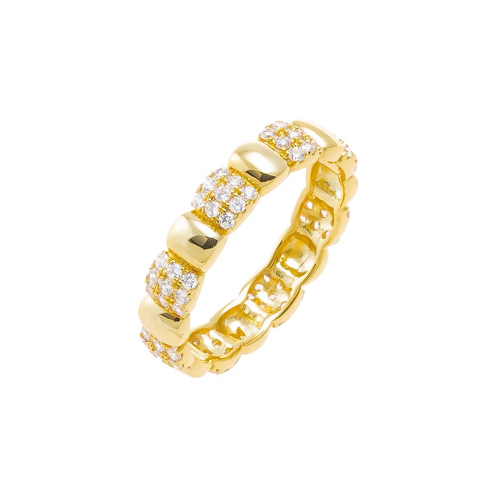 Gold / 6 Pave X Solid Rectangle Band Ring - Adina Eden's Jewels