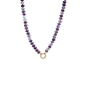 Purple Amethyst Natural Stone Beaded Clicker Necklace