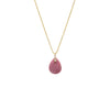 Pave Teardrop Natural Stone Pendant Necklace