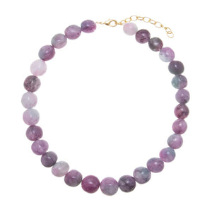 Multi-Color / 14MM / 16IN Rainbow Quartz Natural Stone Ball Chain Necklace - Adina Eden's Jewels